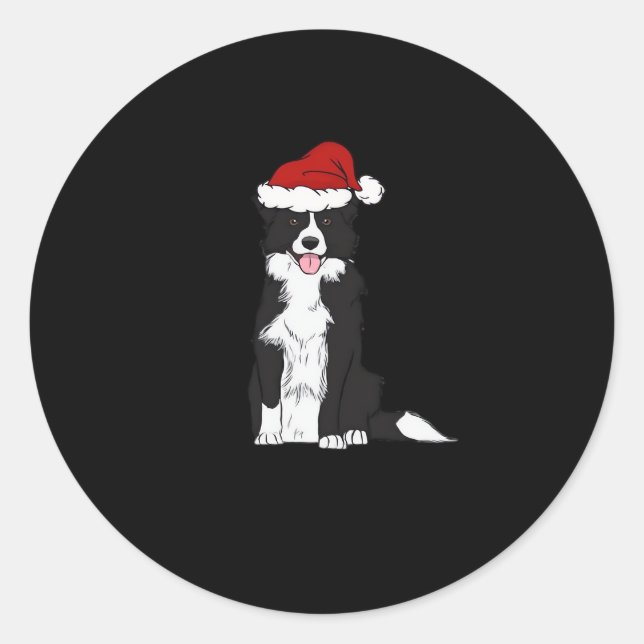 Christmas Border Collie Classic T-Shirt Classic Round Sticker (Front)