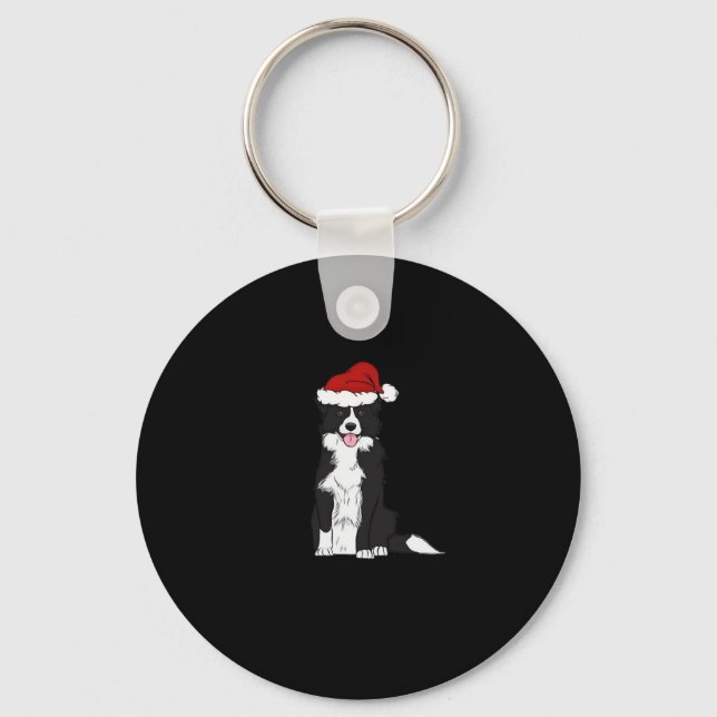 Christmas Border Collie Classic T-Shirt Key Ring (Front)