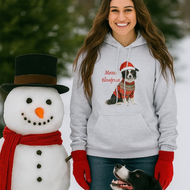 Christmas Border Collie  Dog Lover  Hoodie (Merry Woofmas Border Collie Hoodie)