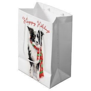 Christmas Border Collie Dog Medium Gift Bag