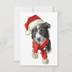 Christmas Border Collie dog Thank You Card