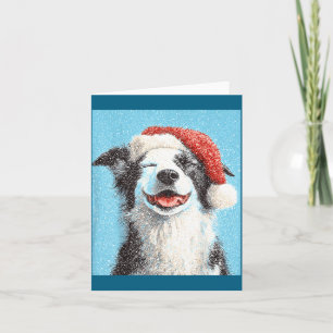 Christmas Border Collie Light Blue  Card