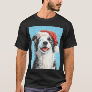 Christmas Border Collie Light Blue T-Shirt