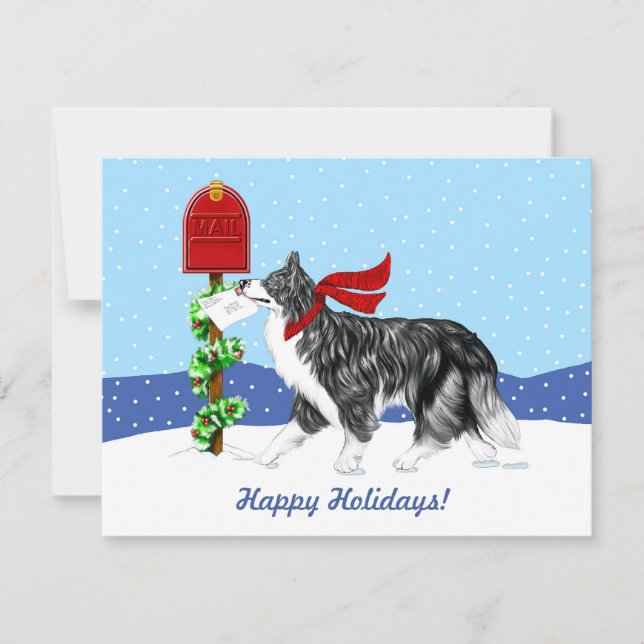 Christmas Border Collie Mail Invitation (Front)
