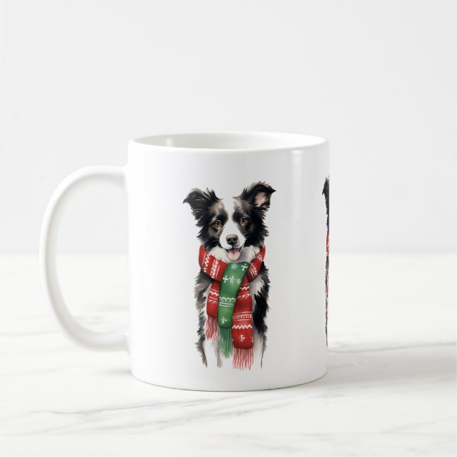 Christmas Border Collie Mug – Festive Holiday Mug (Left)