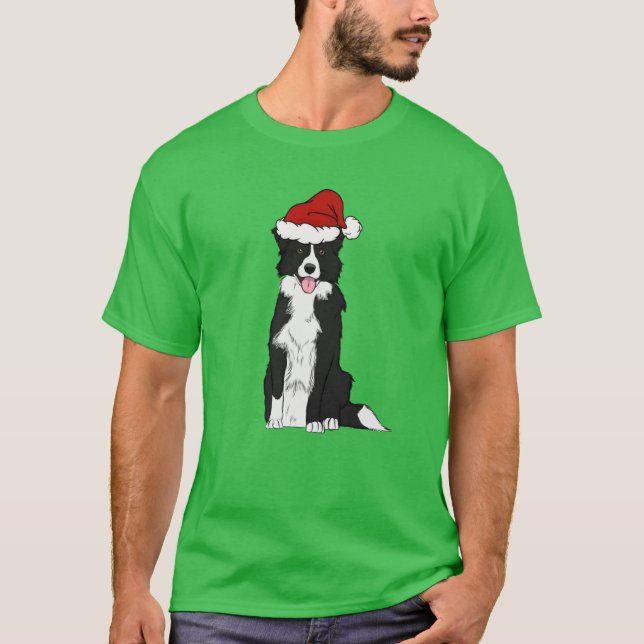Christmas Border Collie retro T-Shirt (Front)