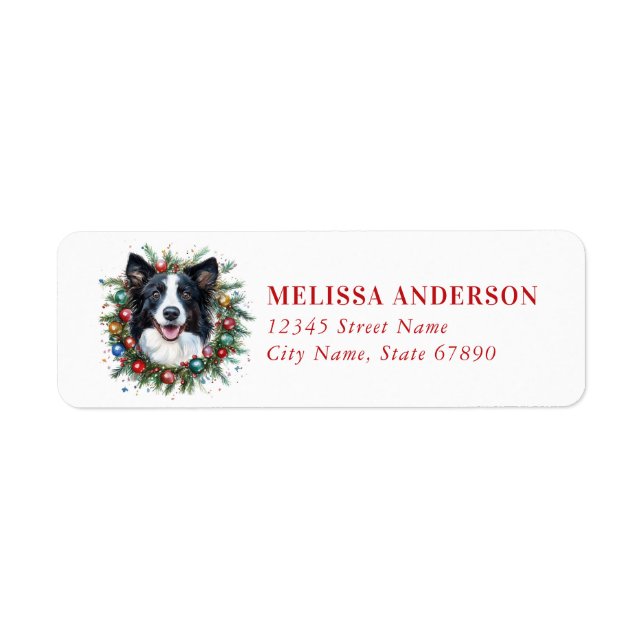 Christmas Border Collie Return Address Labels (Front)
