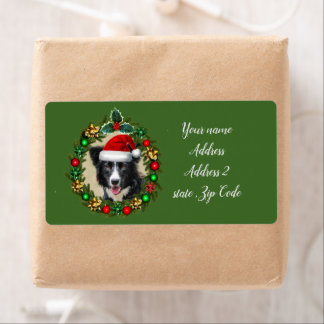 Christmas Border Collie shipping address labels