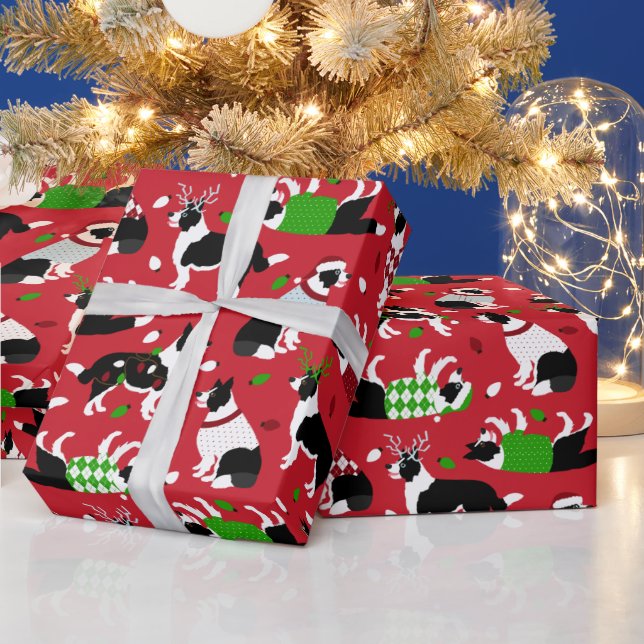 Christmas Border Collie Wrapping Paper (Holidays)
