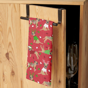 Christmas Border Terrier Tea Towel
