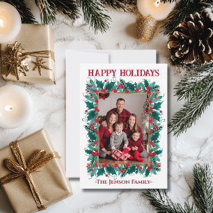 Christmas Border Wreath Photo Christmas Card