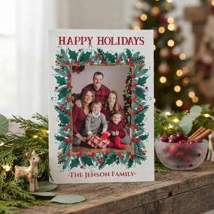 Christmas Border Wreath Photo Christmas Card
