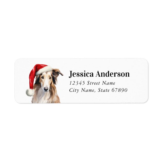 Christmas Borzoi Dog Return Address Labels (Front)
