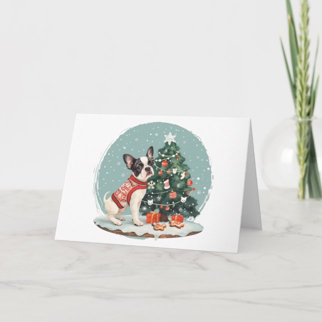 Christmas Boston Terrier Dog Holiday Card (Front)