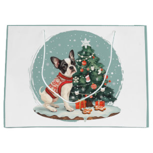 Christmas Boston Terrier Dog Large Gift Bag