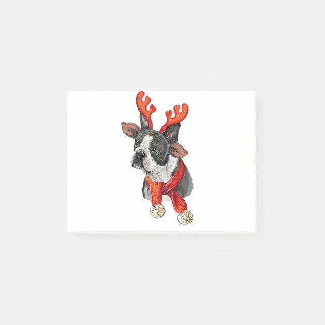 Christmas Boston terrier dog Post-it Notes (Front)