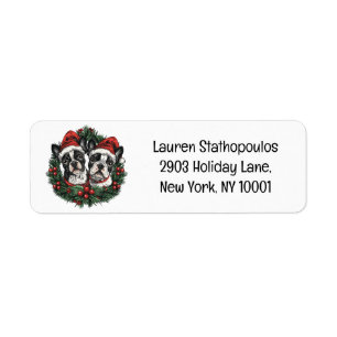 Christmas Boston Terrier Dogs Holiday Wreath