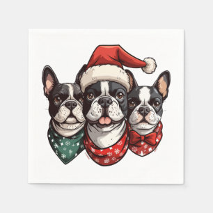 Christmas Boston Terrier Dogs Napkin