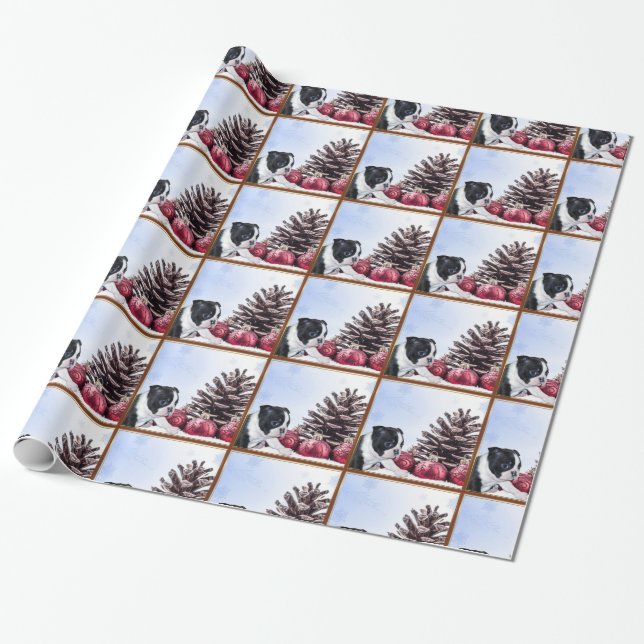 Christmas  boston terrier gift wrapping paper (Unrolled)