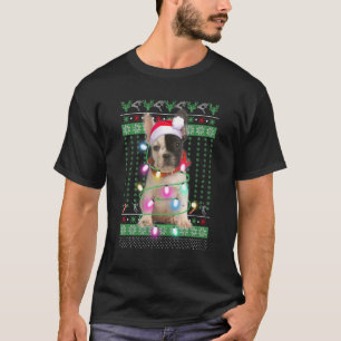 Christmas Boston Terrier In Santa Hat Xmas Ugly Sw T-Shirt