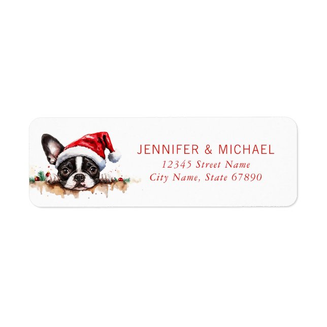 Christmas Boston Terrier Return Address Labels (Front)