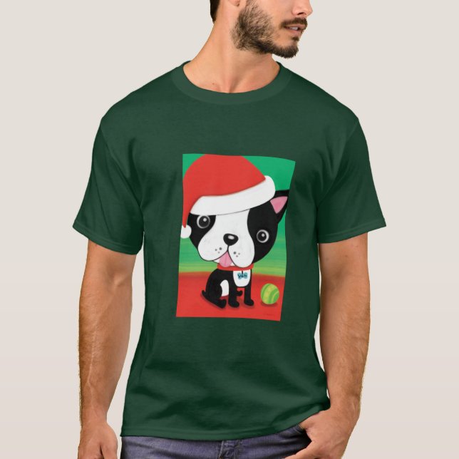Christmas Boston Terrier t-shirts (Front)