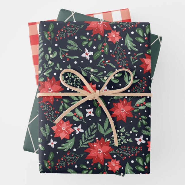 Christmas Botanical Berries Farmhouse Country  Wrapping Paper Sheet (In situ)