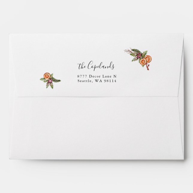 Christmas Botanical Return Address  Envelope (Back (Top Flap))