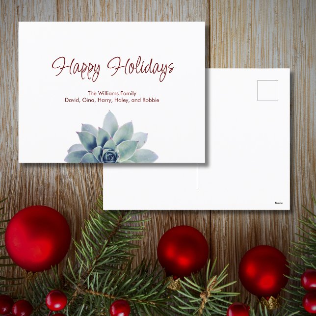 Christmas Botanical Succulent Festive Typography   Holiday Postcard (Creator Uploaded)