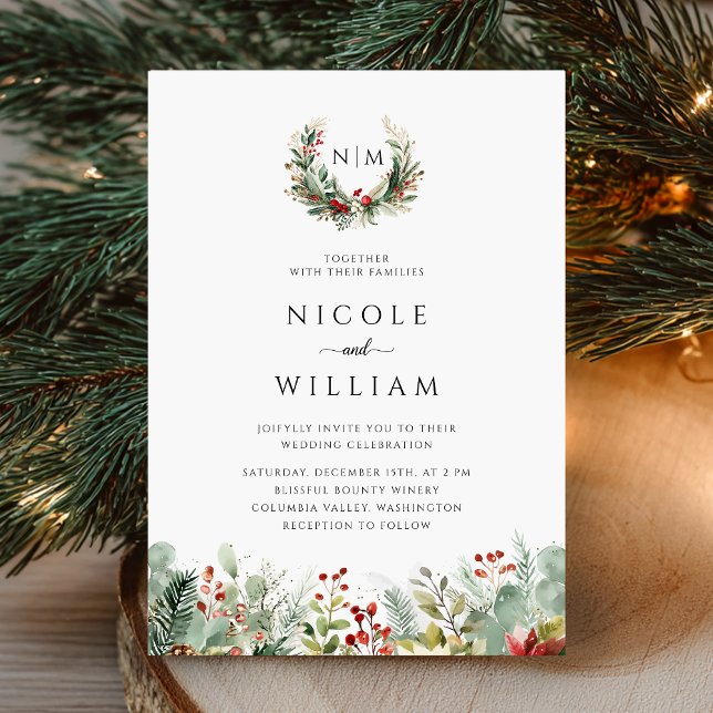 Christmas Botanical Wedding  Invitation (Creator Uploaded)