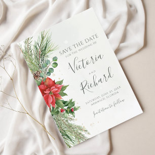 Christmas Botanical Winter Greenery Wedding Save The Date