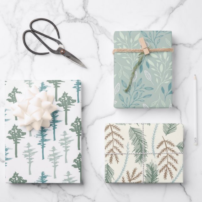 Christmas Botanical Wrapping Paper Set (Front)