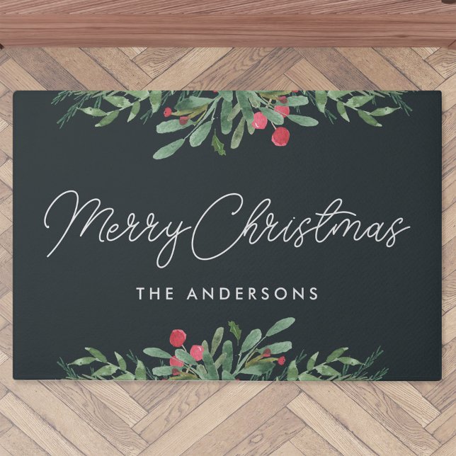 Christmas Botanicals Family Name Doormat (Creator Uploaded)