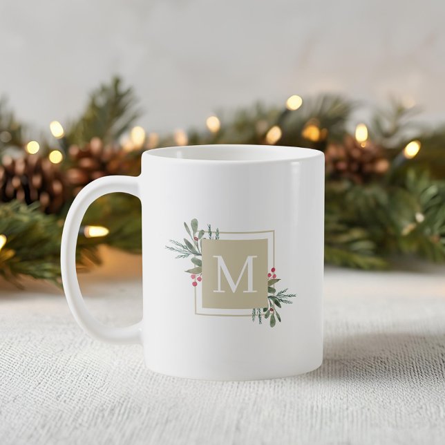 Christmas Botanicals Monogram Coffee Mug (Creator Uploaded)