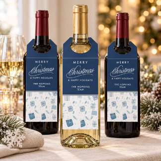 Christmas Bottle Hanger Tags Personalised Blue