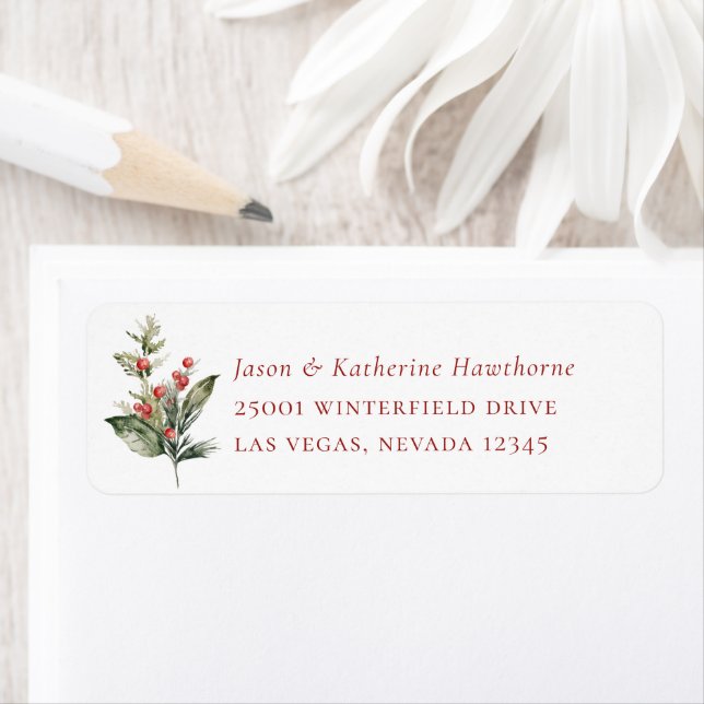 Christmas Boughs Holiday Return Address (Insitu)