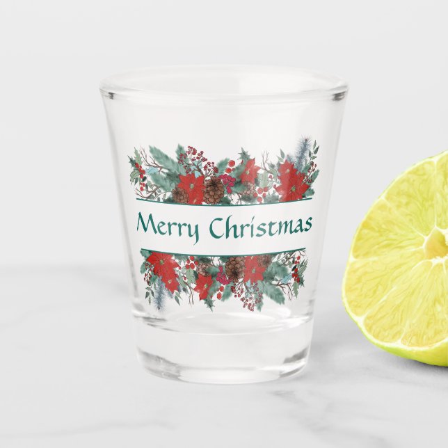 Christmas Bouquet Border Shot Glass (Front)