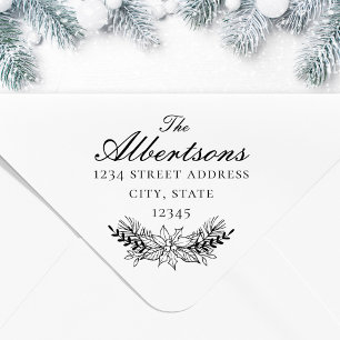 Christmas Bouquet Family Name Return Address Self-inking Stamp