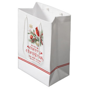 Christmas Bouquet Red Cardinals Medium Gift Bag