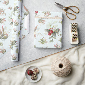 Christmas Bouquet with Cranberry Wrapping Paper