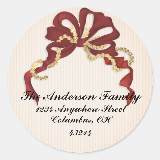 Christmas Bow 1 - Christmas Address Labels (Front)
