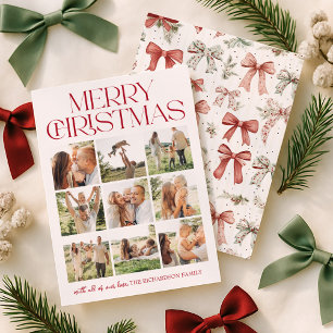 Christmas Bow 9 Photo Holiday Card