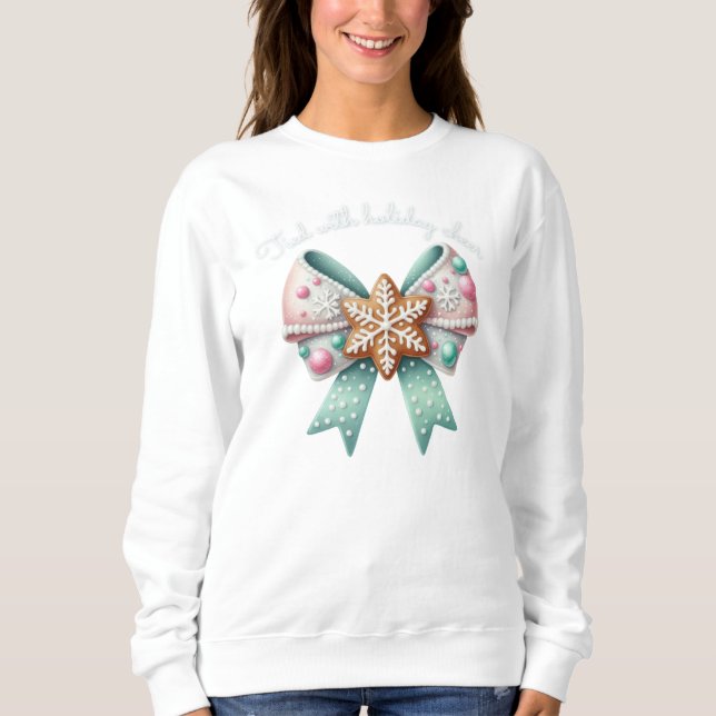 Christmas Bow Christmas Ginger Bread Bow Festive Sweatshirt (Front)