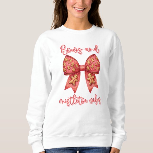 Christmas Bow Christmas Ginger Bread Bow Festive Sweatshirt (Front)