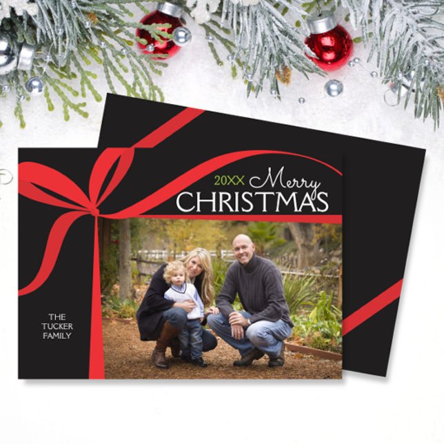 Christmas Bow Christmas Photo Card (Creator Uploaded)