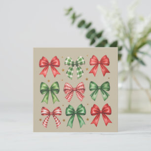 Christmas Bow Coquette Cute Christmas Holiday Card