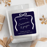 Christmas Bow Festive Product Label Navy & White<br><div class="desc">Create whimsical holiday product stickers with this Elegant Bows Christmas Product Label Design. Featuring hand drawn ribbon & bow illustration, stylish layout, handwritten fonts in festive navy blue and white colours. These Christmas product labels can be used for candles, diffusers, soaps, skincare, food and more! Elevate your Christmas product packaging...</div>