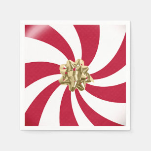 Christmas Bow on Peppermint Candy  Napkin
