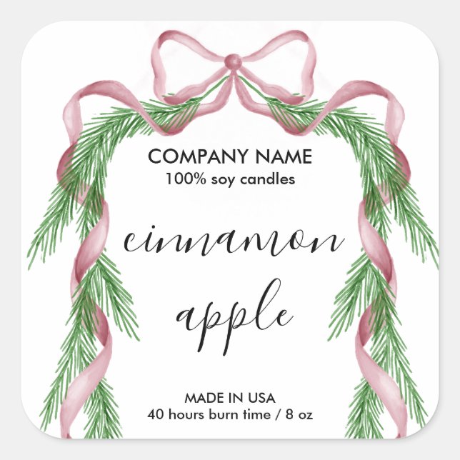 Christmas Bow Ribbon Floral Candle product label (Front)