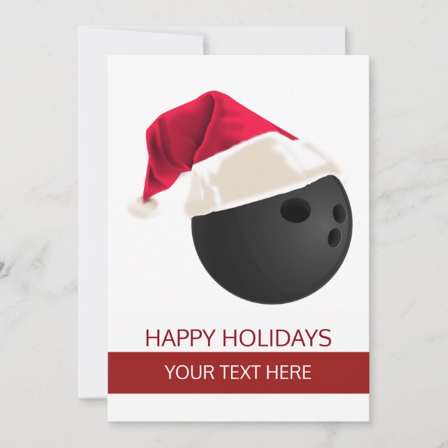 Christmas bowling Ball Santa Hat Greeting Cards (Front)